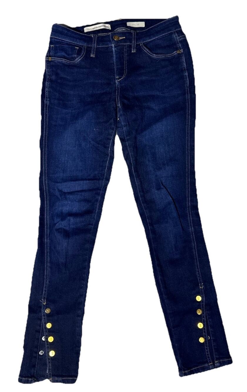 Pilcro Anthropologie Button Detail Denim Jeans Size 27 x 29 Gold Ankle Buttons